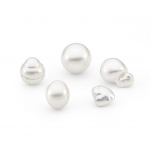 6.5 MM Cream Freshwater  Half Drilled  Drop Pearls 6 Pc Set AAA 