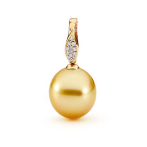 Burmese Golden Pearl pendant with 18ct yellow gold diamond pendant.