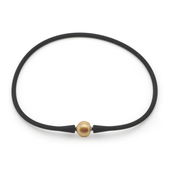 Neoprene and Golden Pearl Necklace