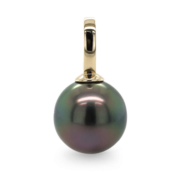 black pearl pendant, tahitian pearl pendant, yellow gold pendant