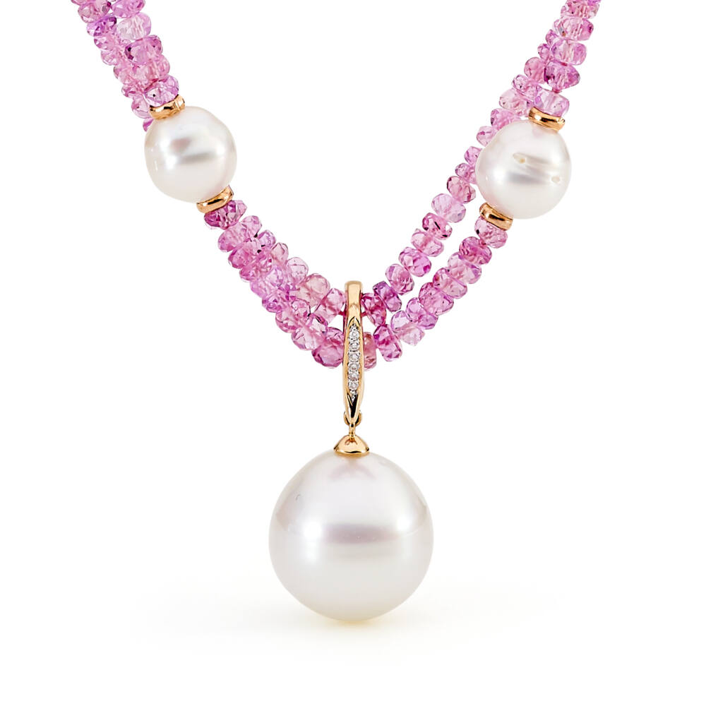 pink sapphire south sea pearl necklace enhancer