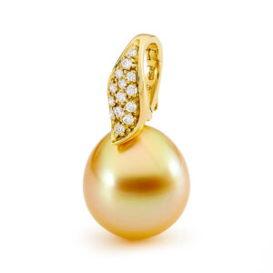 gold pearl pave set enhancer pendant