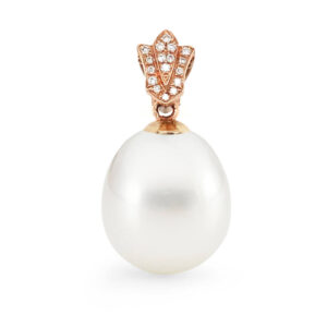Rose Gold Tulip Pendant with 12mm South Sea Pearl