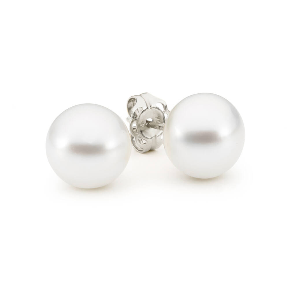 10-11mm Button South Sea Pearl Studs in 9 carat White Gold