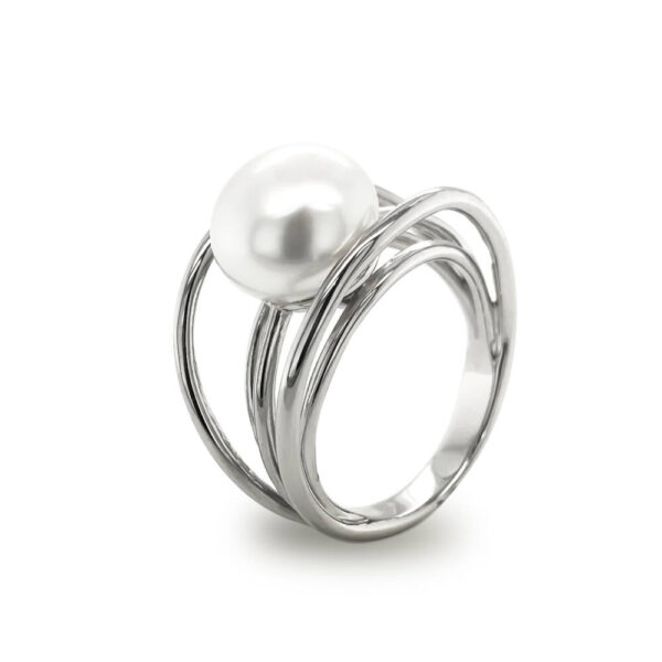 Silver 5 Wire Pearl Ring