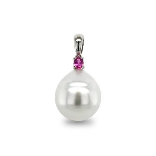 Pink Sapphire & South Sea Pearl Pendant