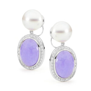 Lavender Jade & South Sea Pearl Earrings