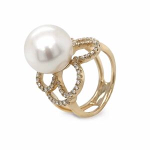 Diamond Clover & Pearl Ring