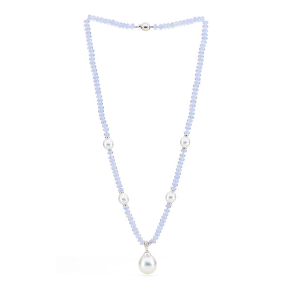 Chalcedony Necklace with South Sea Pearl Enhancer