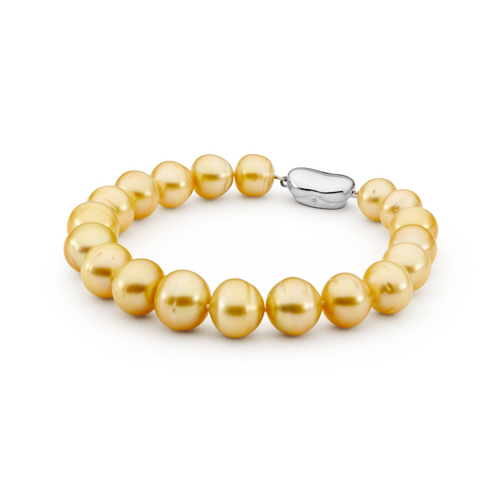 Golden Pearl 9-12 mm Bracelet with Sterling Silver Clasp - Aquarian Pearls