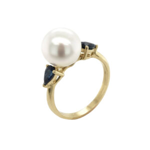 Blue Sapphire & South Sea Pearl Ring
