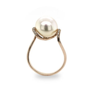 Cream South Sea Pearl on Spiral Rose Gold Ring