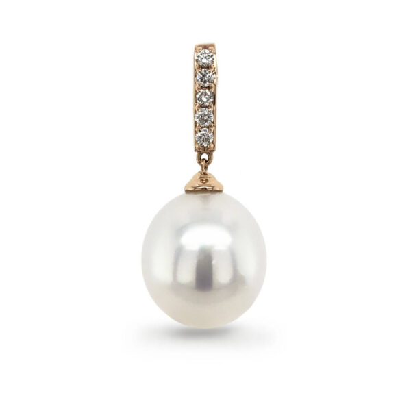 13mm South Sea Pearl set on a Diamond Set Rose Gold Pendant