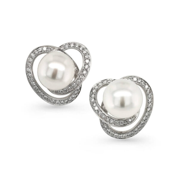 Diamond Swirl South Sea Pearl Stud Earring