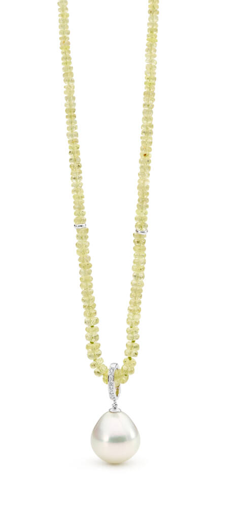 Chrysoberyl Necklace with Tahitian Pearl Enhancer