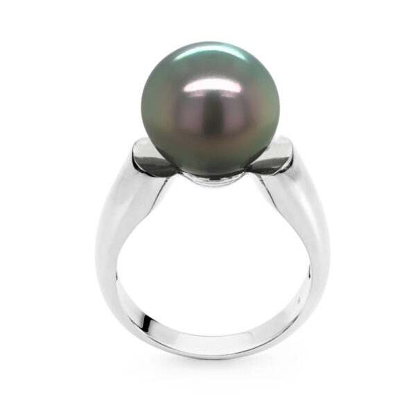 Sterling Silver Radar Ring with a 14mm Tahitian Pearl