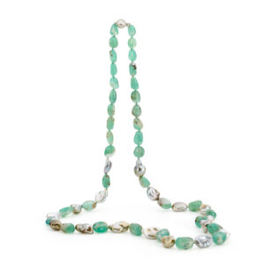 Aquaprase & Tahitian Keshi Pearl Necklace