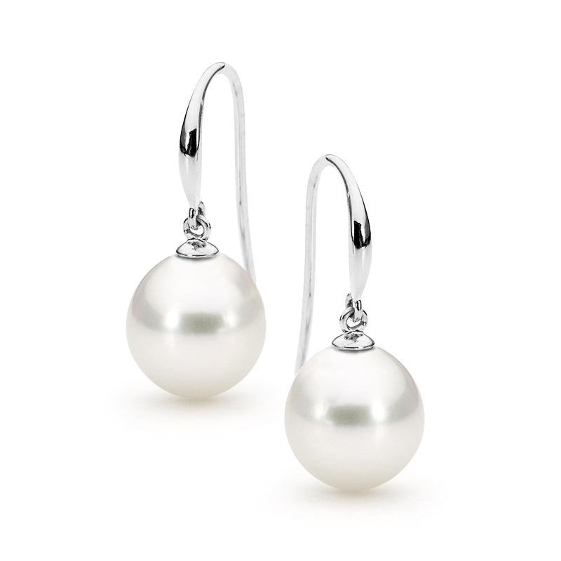 9ct White Gold Cultured Fresh Water Pearl Hook Earrings in White  Angus   Coote