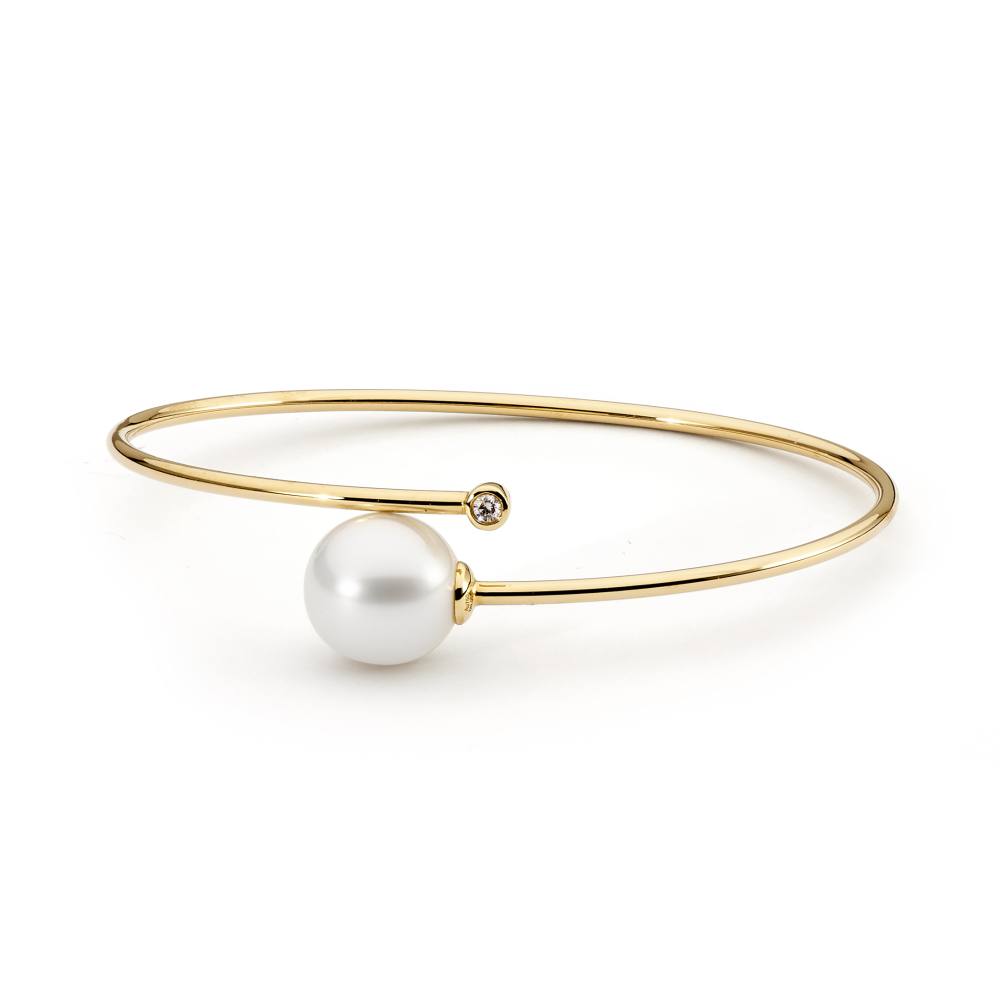 Pearl and Diamond Bangle - Aquarian Pearls