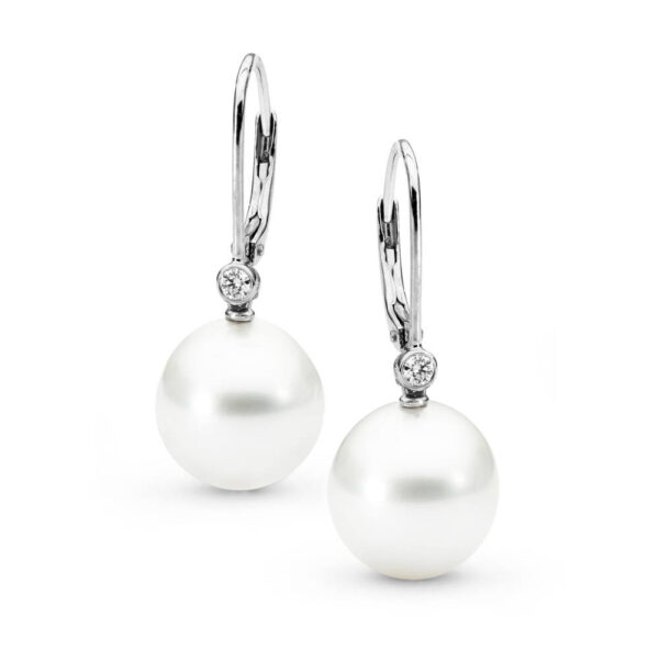18ct white gold South Sea pearl and Diamond earrings