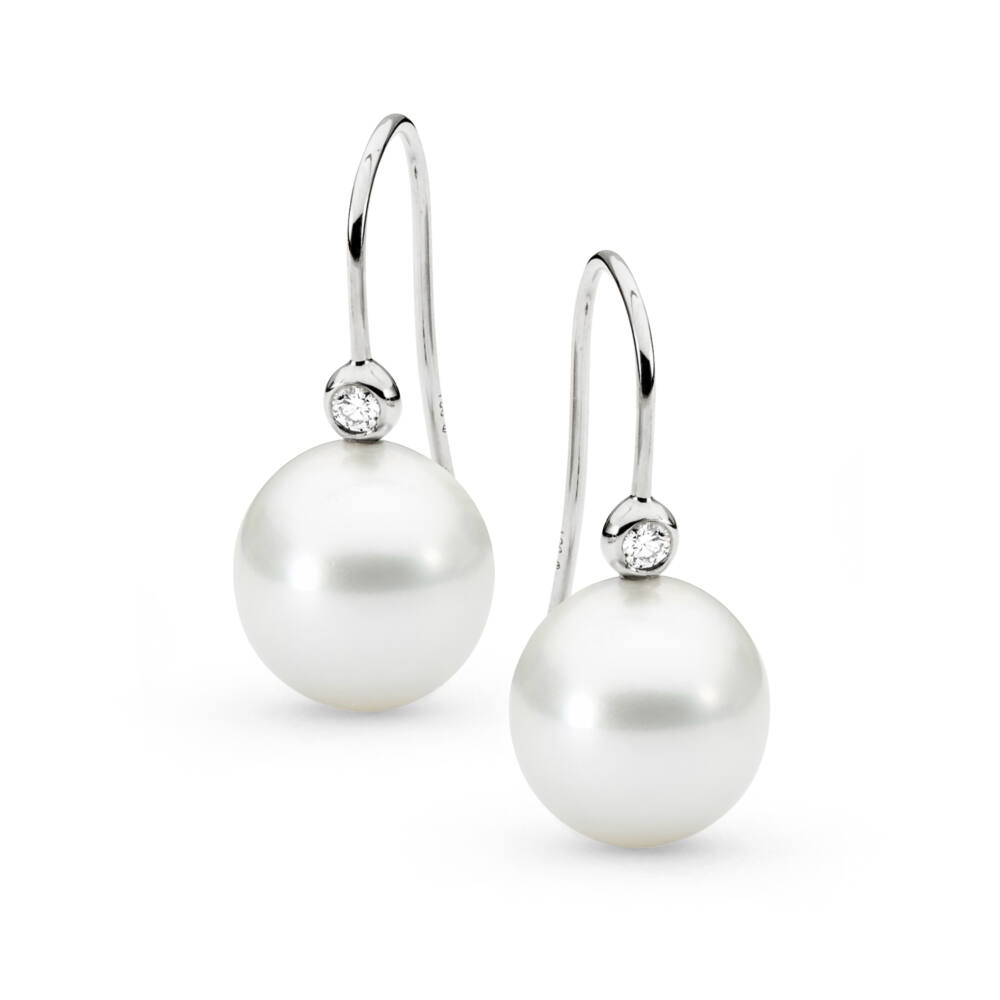 Bezel Set | Diamond & South Sea Pearl Earrings - Aquarian Pearls