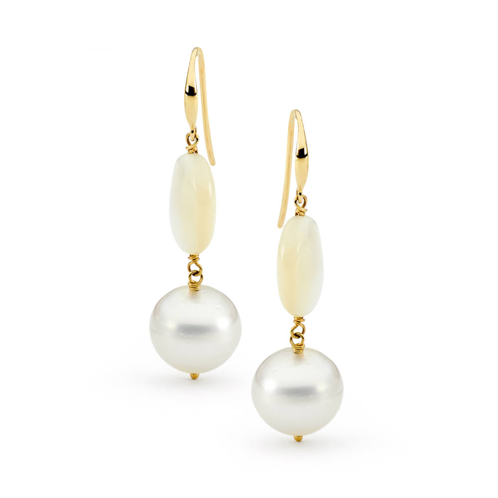 Mother of Pearl & South Sea Pearl Earrings - Aquarian Pearls