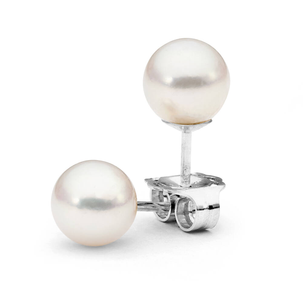 Akoya Pearl White Gold Studs - Aquarian Pearls