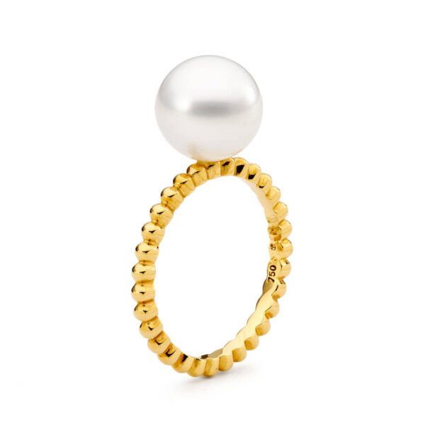 Beaded 18ct Yellow Gold Pearl Ring - Aquarian Pearls