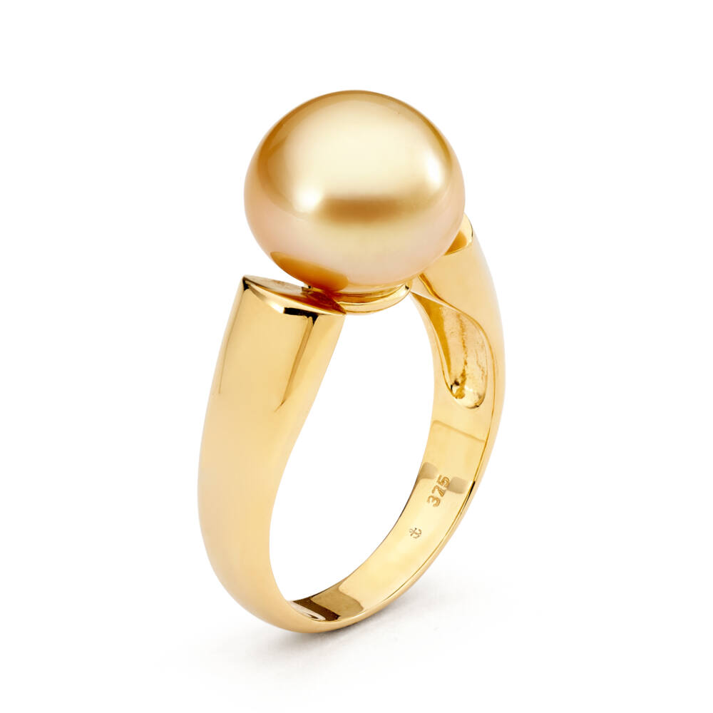 12mm Golden South Sea Pearl on 9 carat Yellow Gold Radar Ring