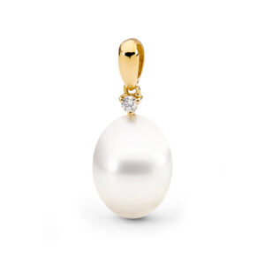 18ct Yellow gold diamond and South Sea Pearl Pendant