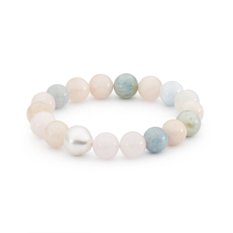 The Morandi. Beryl and South Sea Pearl Elastic Bracelet - Aquarian Pearls