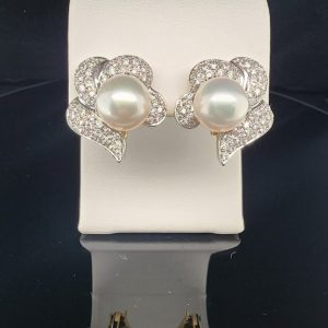 Floral Diamond & Pearl Earrings
