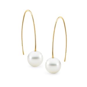 South Sea Pearls set on Yellow Gold Long Fixed Hooks